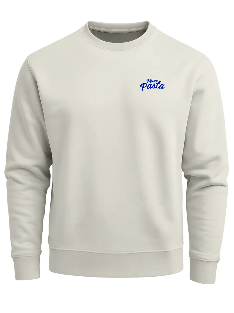 Sweatshirt Herren Pullover mit Backprint More Pasta Less Disaster Nudel Design Retro Fashion Streetwear