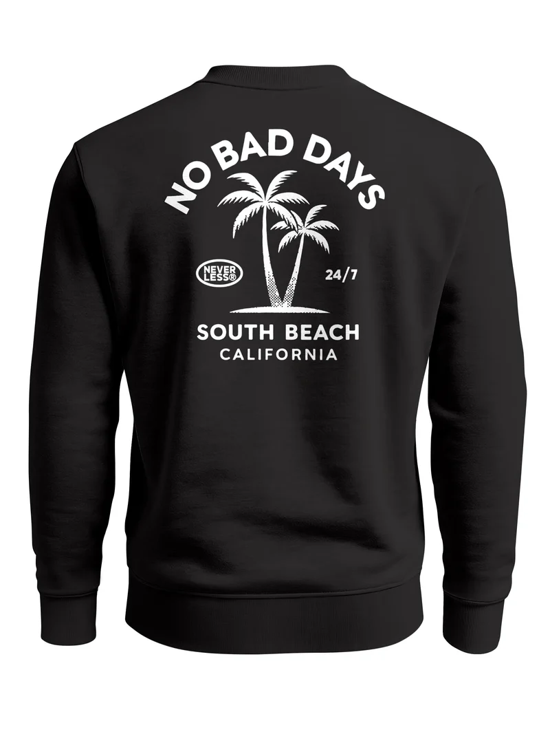 Sweatshirt Herren Pullover mit Backprint Palmenmotiv South Beach California Fashion Streetwear