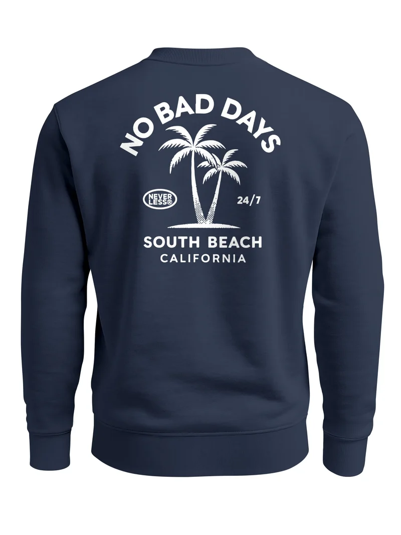 Sweatshirt Herren Pullover mit Backprint Palmenmotiv South Beach California Fashion Streetwear
