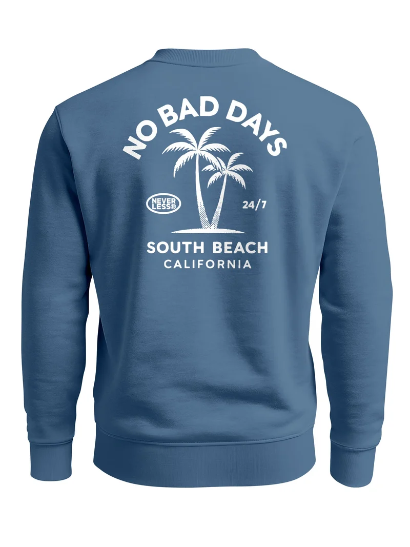 Sweatshirt Herren Pullover mit Backprint Palmenmotiv South Beach California Fashion Streetwear