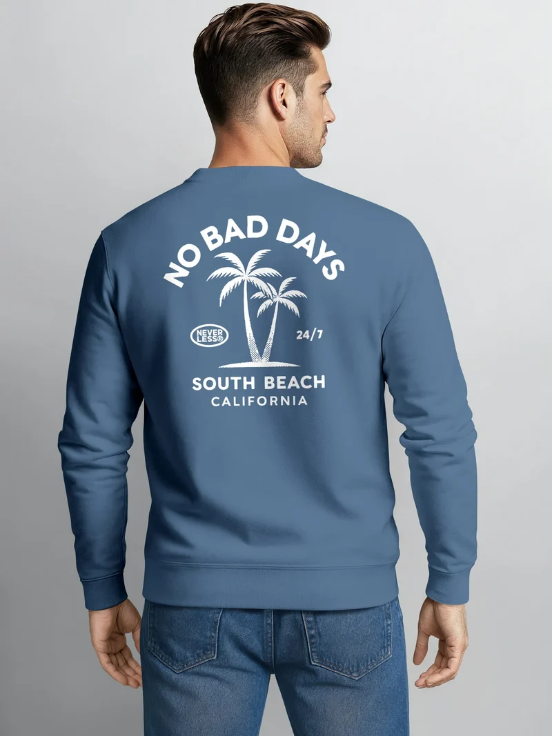 Sweatshirt Herren Pullover mit Backprint Palmenmotiv South Beach California Fashion Streetwear
