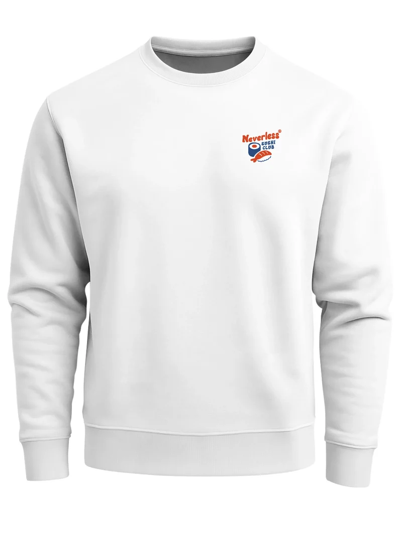 Sweatshirt Herren Pullover mit Backprint Sushi Lovers Club Japan Food Design Sushi Print Retro Streetwear