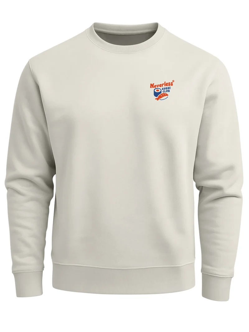 Sweatshirt Herren Pullover mit Backprint Sushi Lovers Club Japan Food Design Sushi Print Retro Streetwear
