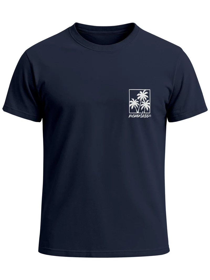 Herren T-Shirt Frontprint - Logo Design Palmen - Baumwollshirt Männer Fashion Streetstyle Slim Fit