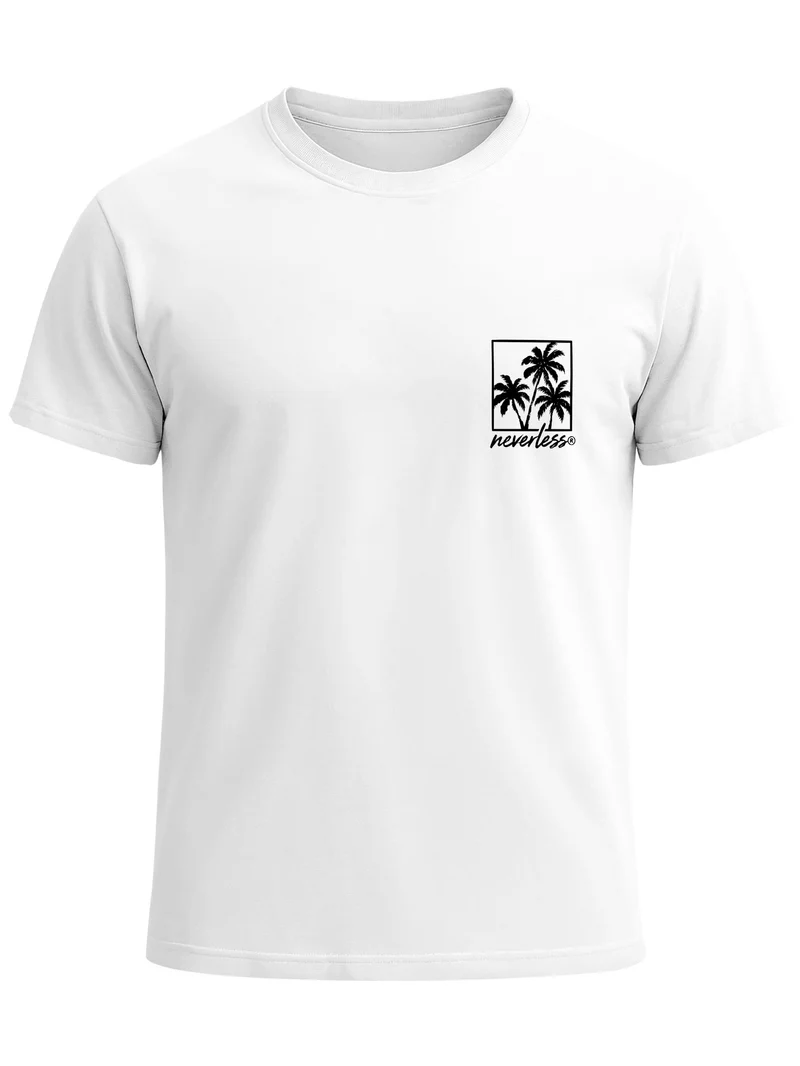 Herren T-Shirt Frontprint - Logo Design Palmen - Baumwollshirt Männer Fashion Streetstyle Slim Fit