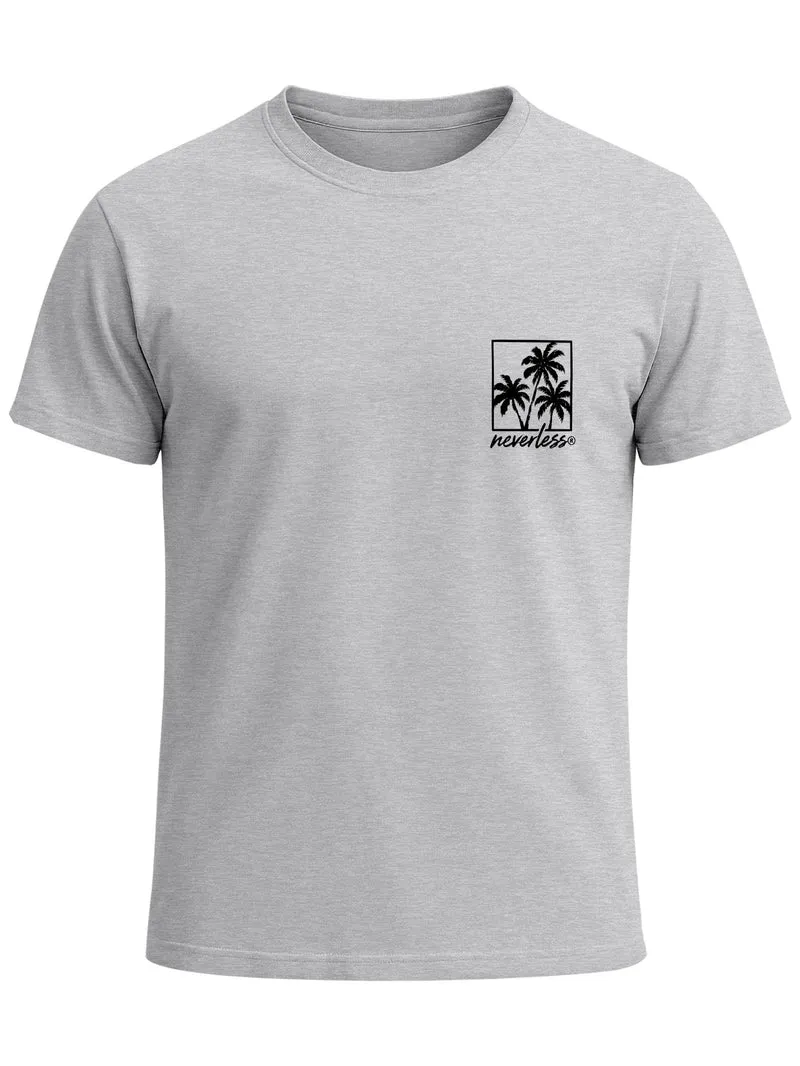 Herren T-Shirt Frontprint - Logo Design Palmen - Baumwollshirt Männer Fashion Streetstyle Slim Fit