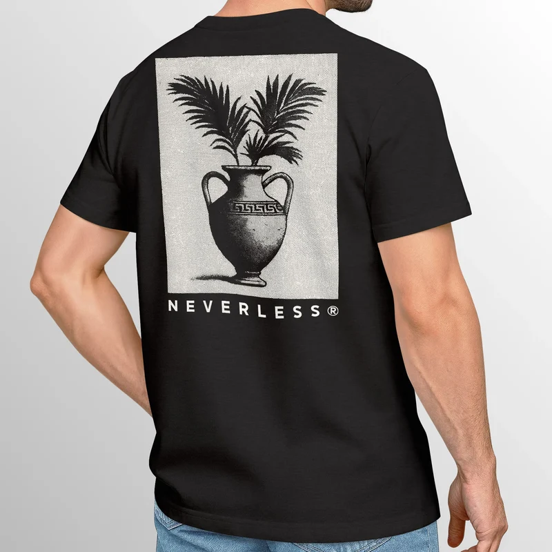 Herren T-Shirt Backprint Amphoren Print Antik Sommer Shirt Grafikdesign Fashion Streetstyle