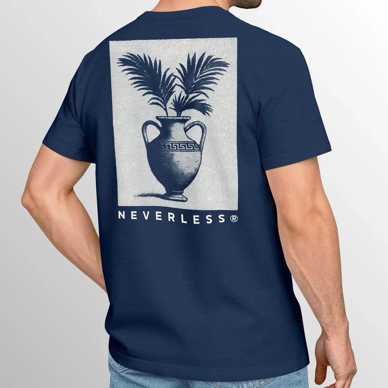 Herren T-Shirt Backprint Amphoren Print Antik Sommer Shirt Grafikdesign Fashion Streetstyle