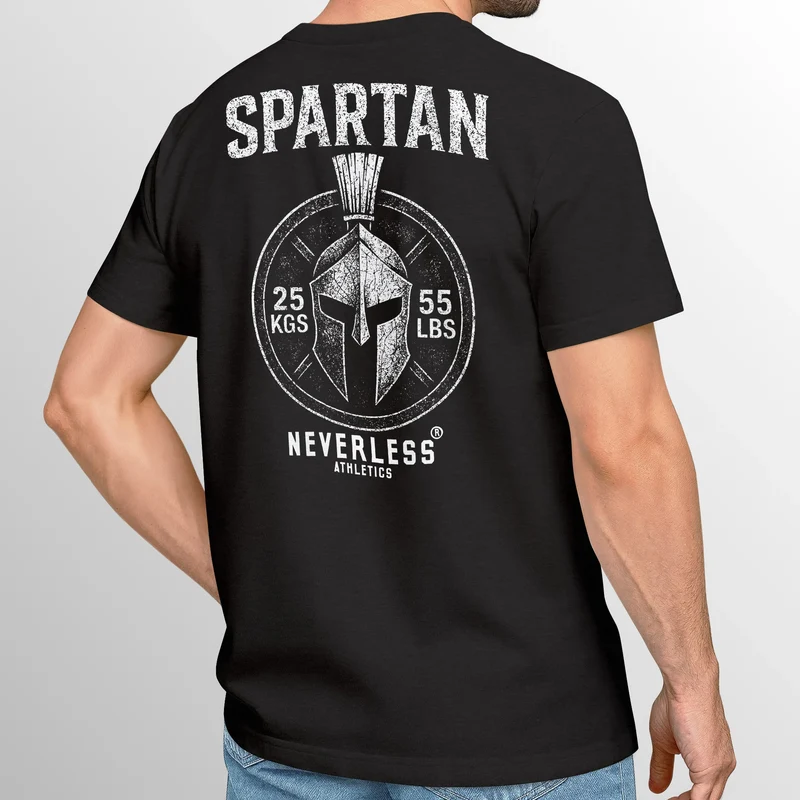 Herren T-Shirt Backprint Sparta Fitness Shirt mitHelm Grafik – Sportliches Kurzarmshirt von für Workout Freizeit Fashion Streetstyle