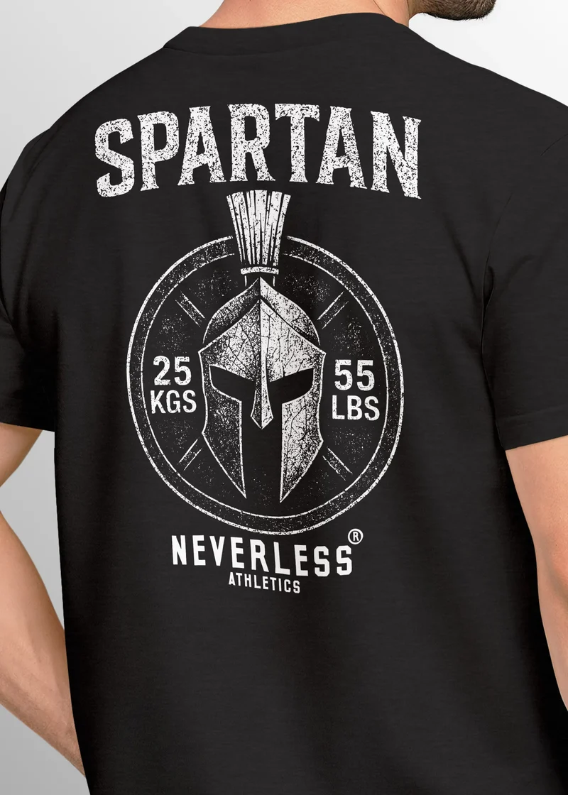 Herren T-Shirt Backprint Sparta Fitness Shirt mitHelm Grafik – Sportliches Kurzarmshirt von für Workout Freizeit Fashion Streetstyle