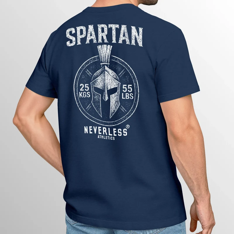 Herren T-Shirt Backprint Sparta Fitness Shirt mitHelm Grafik – Sportliches Kurzarmshirt von für Workout Freizeit Fashion Streetstyle