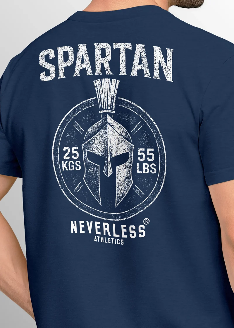 Herren T-Shirt Backprint Sparta Fitness Shirt mitHelm Grafik – Sportliches Kurzarmshirt von für Workout Freizeit Fashion Streetstyle