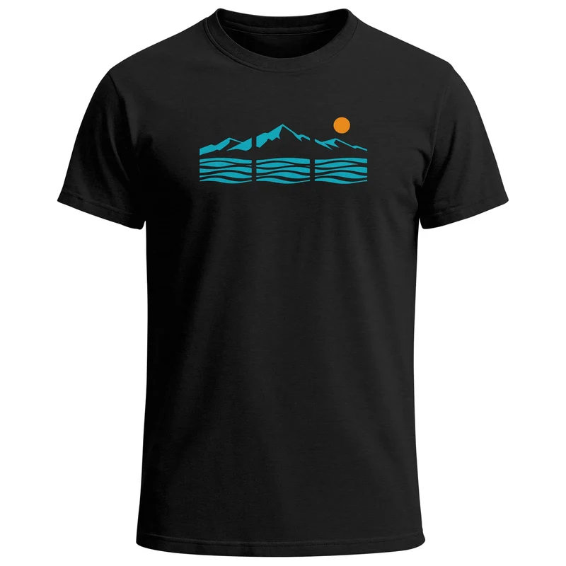 Herren T-Shirt Grafik Landscape Illustration Berge Nature Streetwear Printshirt Fashion Streetstyle Männer