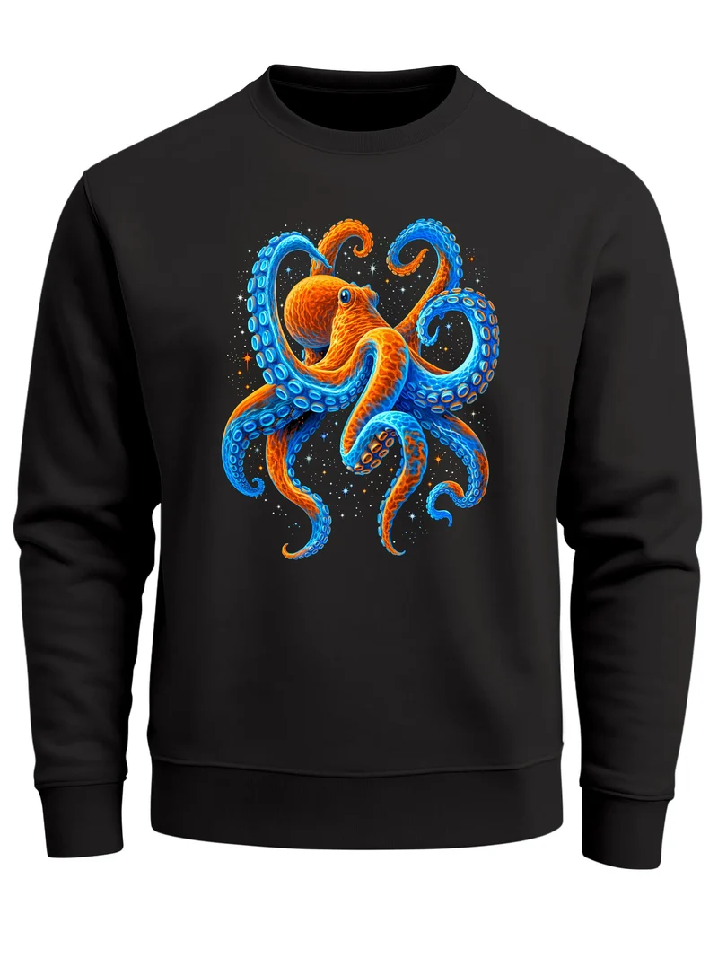 Sweatshirt Herren Frontprint Oktopus Grafik Print Psychedelisch Pullover Fashion Streetwear