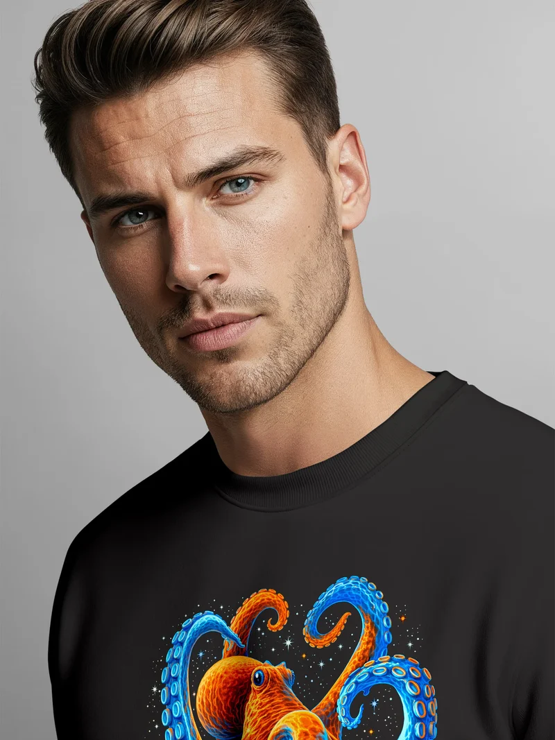 Sweatshirt Herren Frontprint Oktopus Grafik Print Psychedelisch Pullover Fashion Streetwear