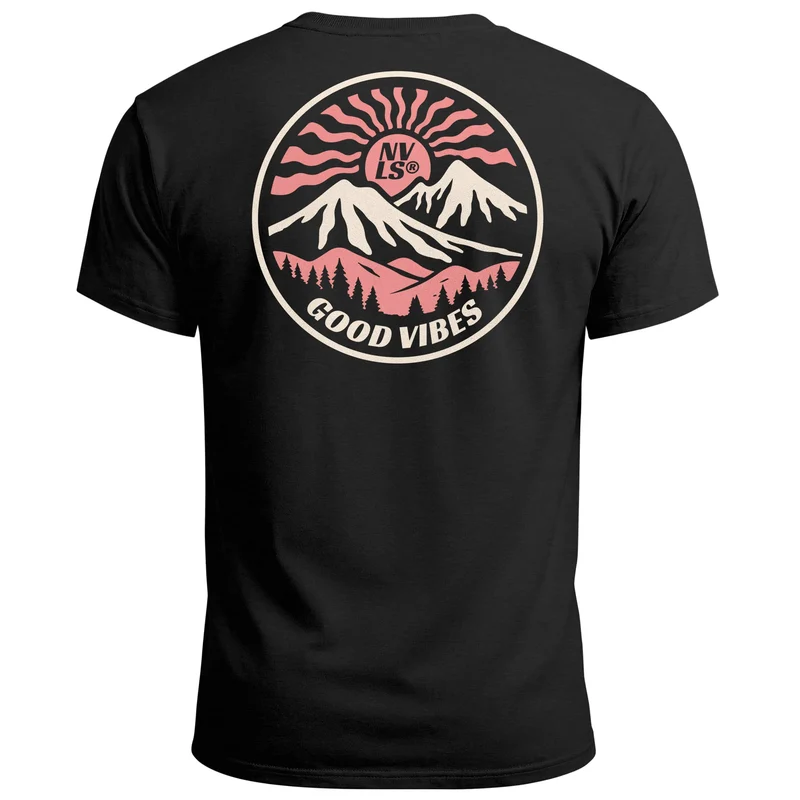 Herren T-Shirt Backprint Rundes Retro Design mit Good Vibes Feeling Fashion Streetstyle für Männer