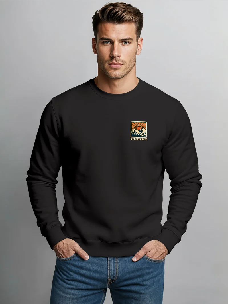 Sweatshirt Herren Pullover mit Backprint Stay Positive Outdoor Fashion Streetwear Sweater für Männer