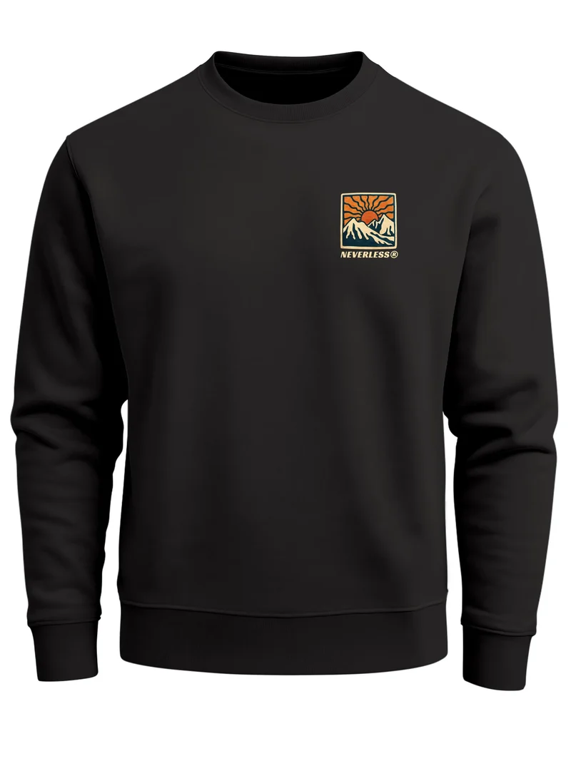 Sweatshirt Herren Pullover mit Backprint Stay Positive Outdoor Fashion Streetwear Sweater für Männer