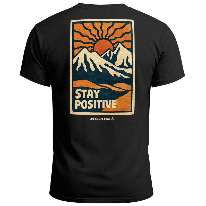 Herren T-Shirt Backprint Outdoor Grafik Print Stay Positive Good Vibes Fashion Streetstyle Männer