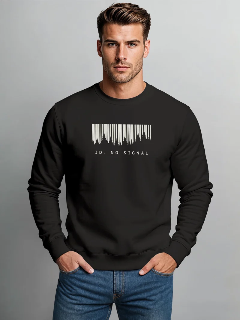 Herren Sweatshirt No Signal Barcode Frontprint Regular Fit