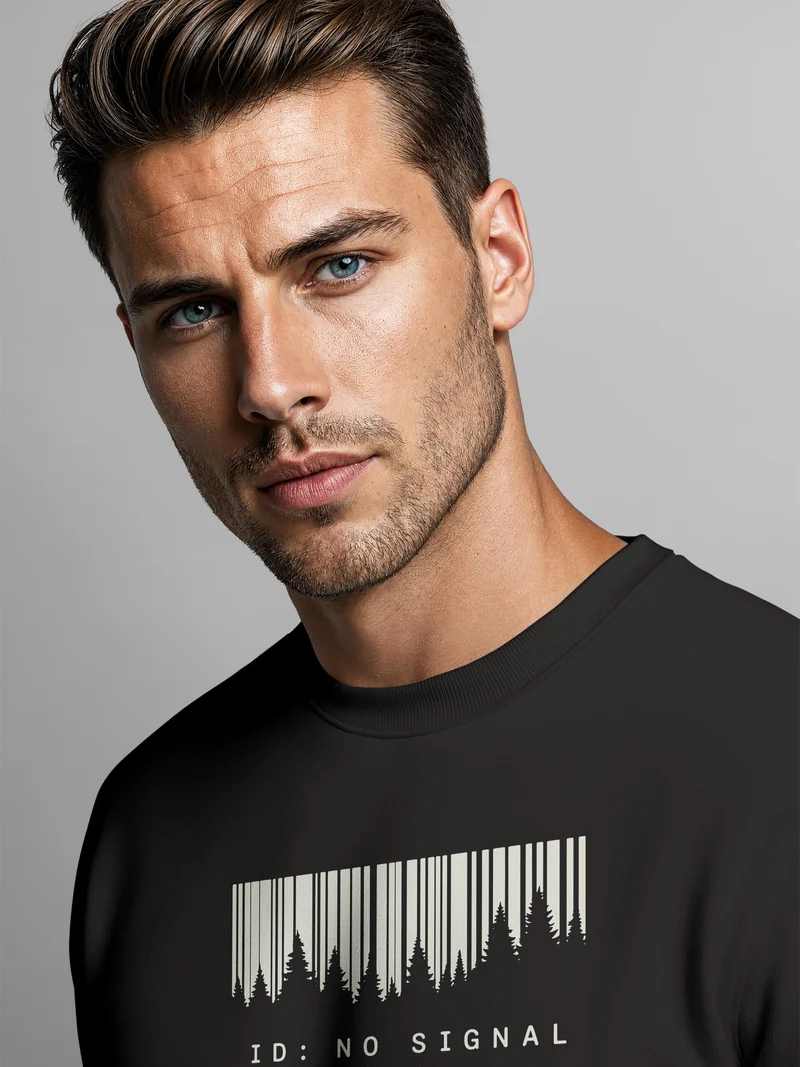 Herren Sweatshirt No Signal Barcode Frontprint Regular Fit