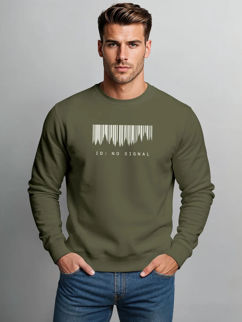 Herren Sweatshirt No Signal Barcode Frontprint Regular Fit