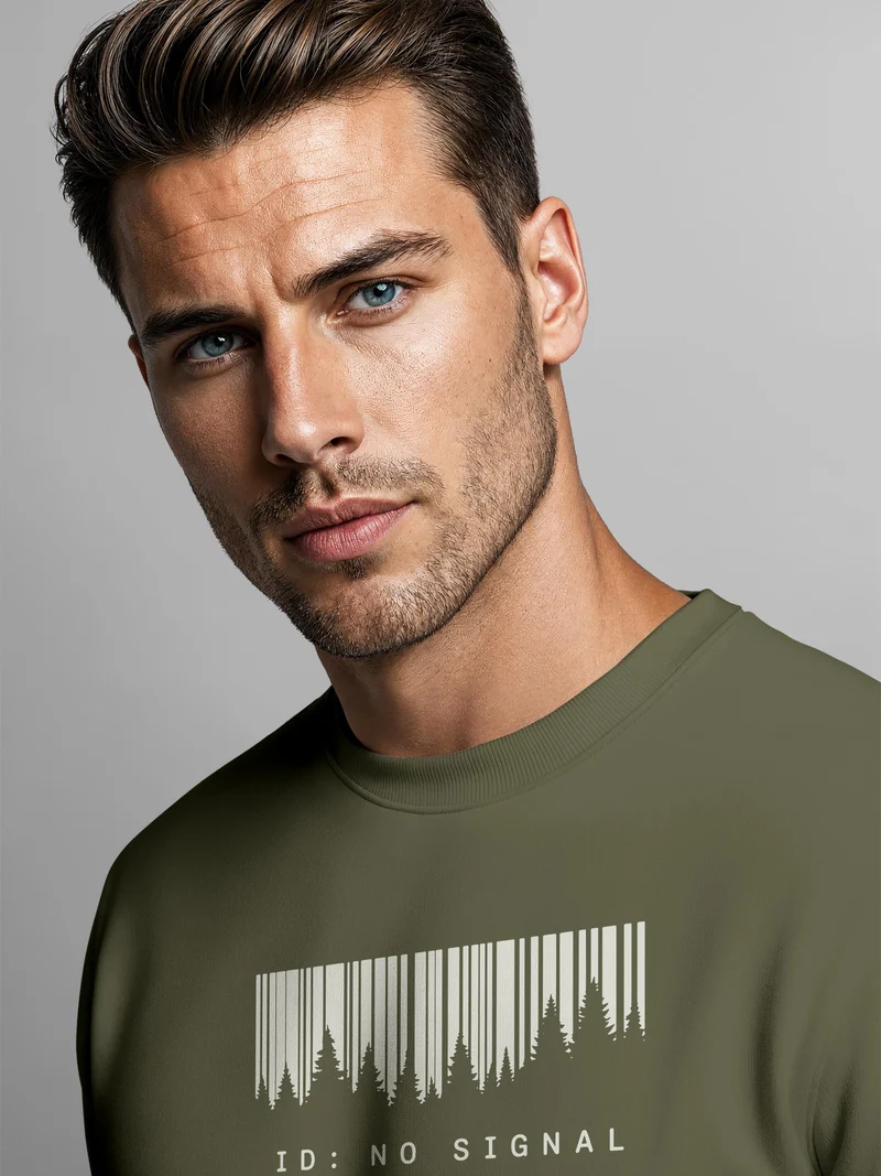 Herren Sweatshirt No Signal Barcode Frontprint Regular Fit