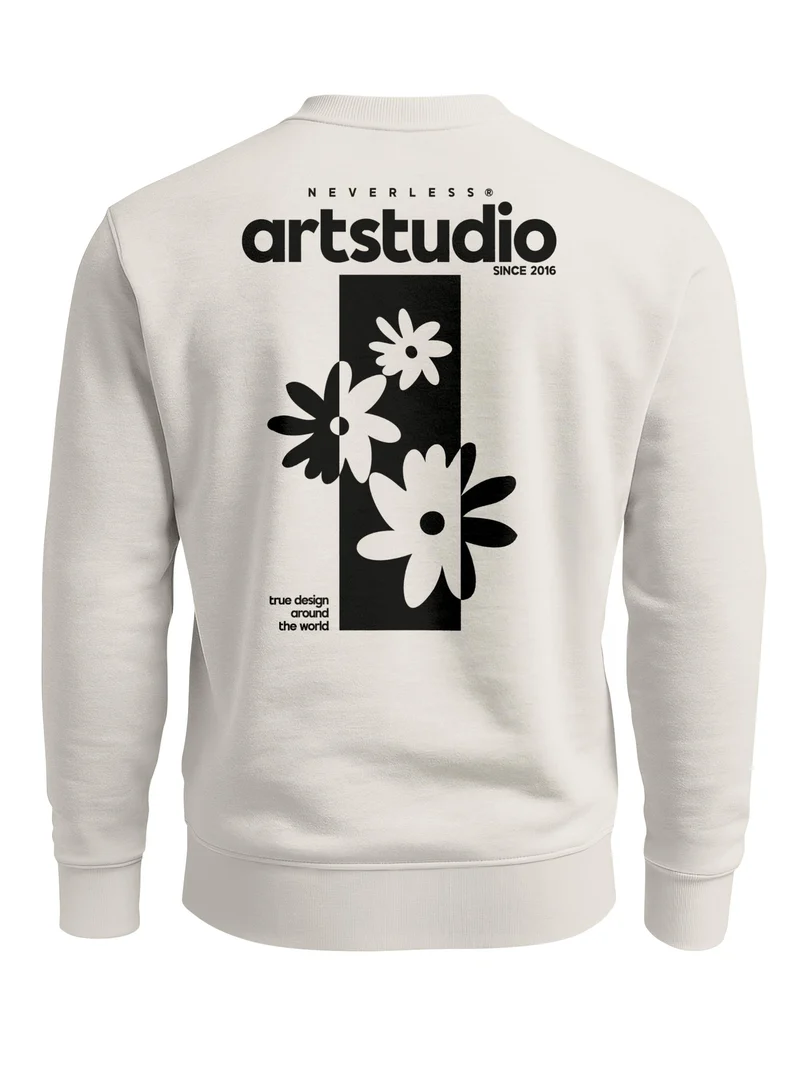 Herren Sweatshirt Artstudio Blumen Backprint Regular Fit