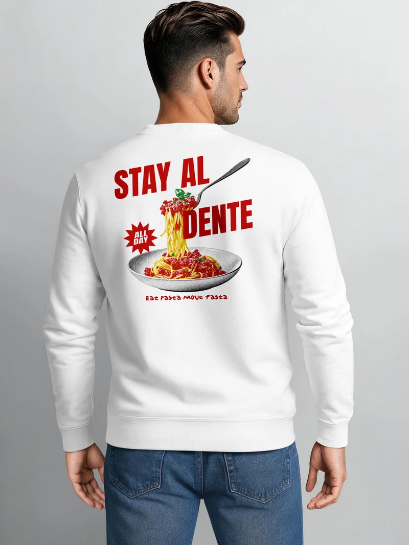 Herren Sweatshirt Stay Al Dente Backprint Regular Fit
