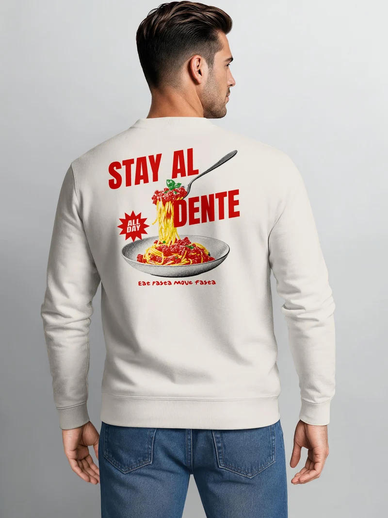 Herren Sweatshirt Stay Al Dente Backprint Regular Fit