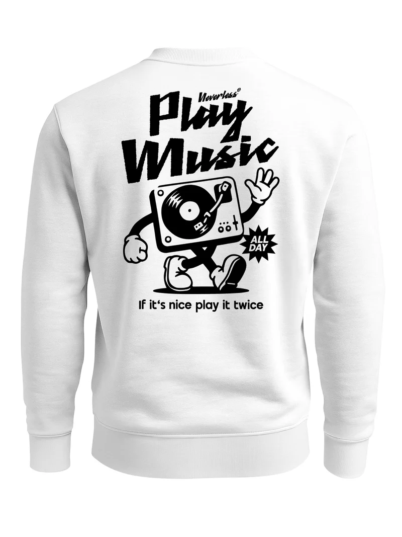 Herren Sweatshirt Play Music Backprint Regular Fit