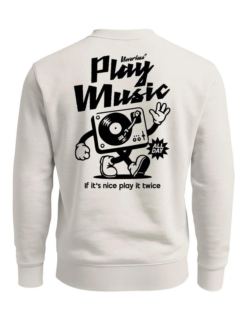 Herren Sweatshirt Play Music Backprint Regular Fit