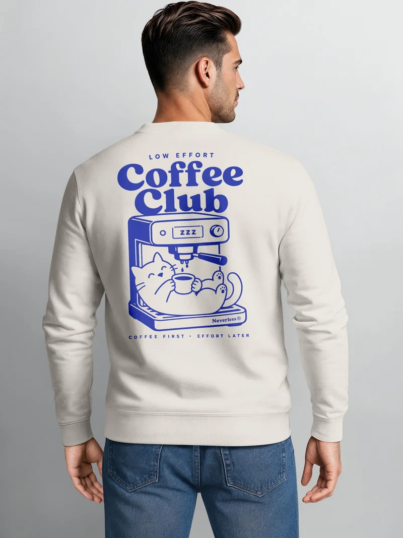 Herren Sweatshirt Coffee Club Backprint Regular Fit