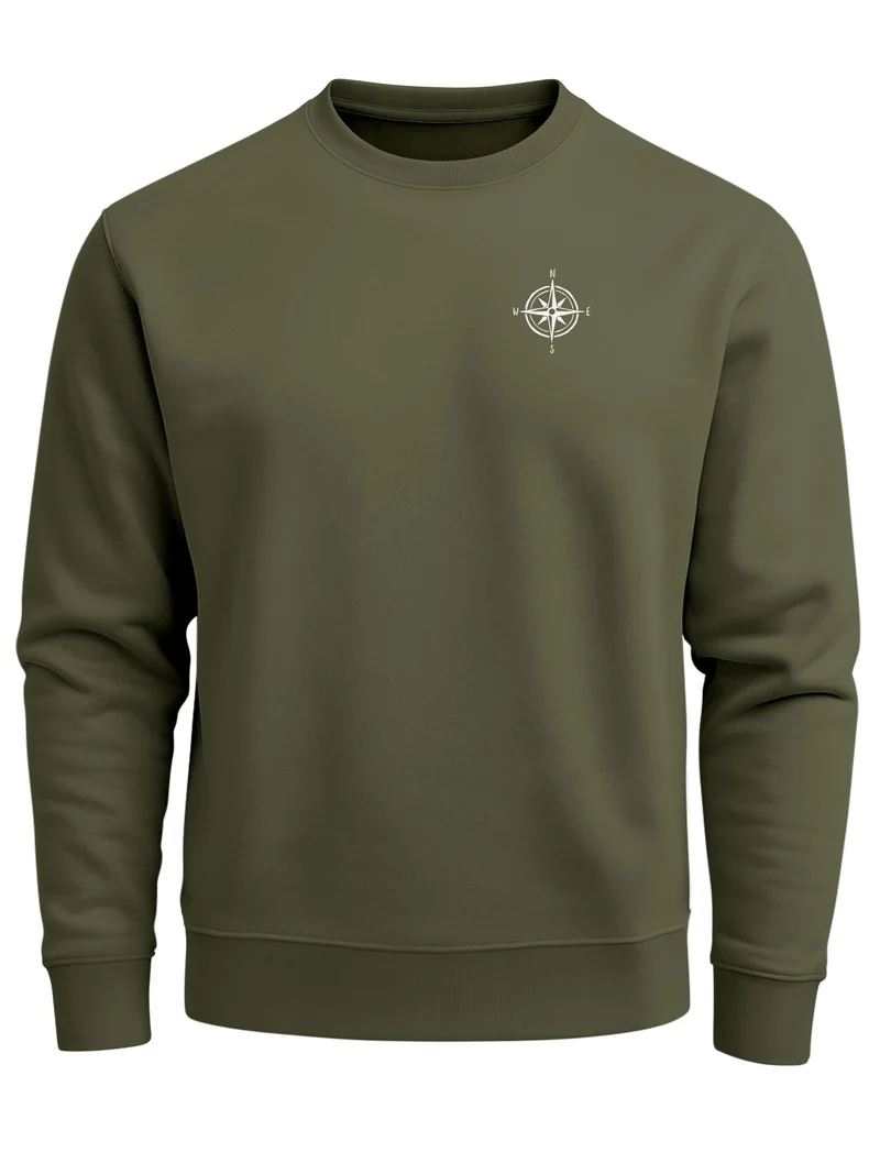 Herren Sweatshirt mit Kompass-Print Regular Fit
