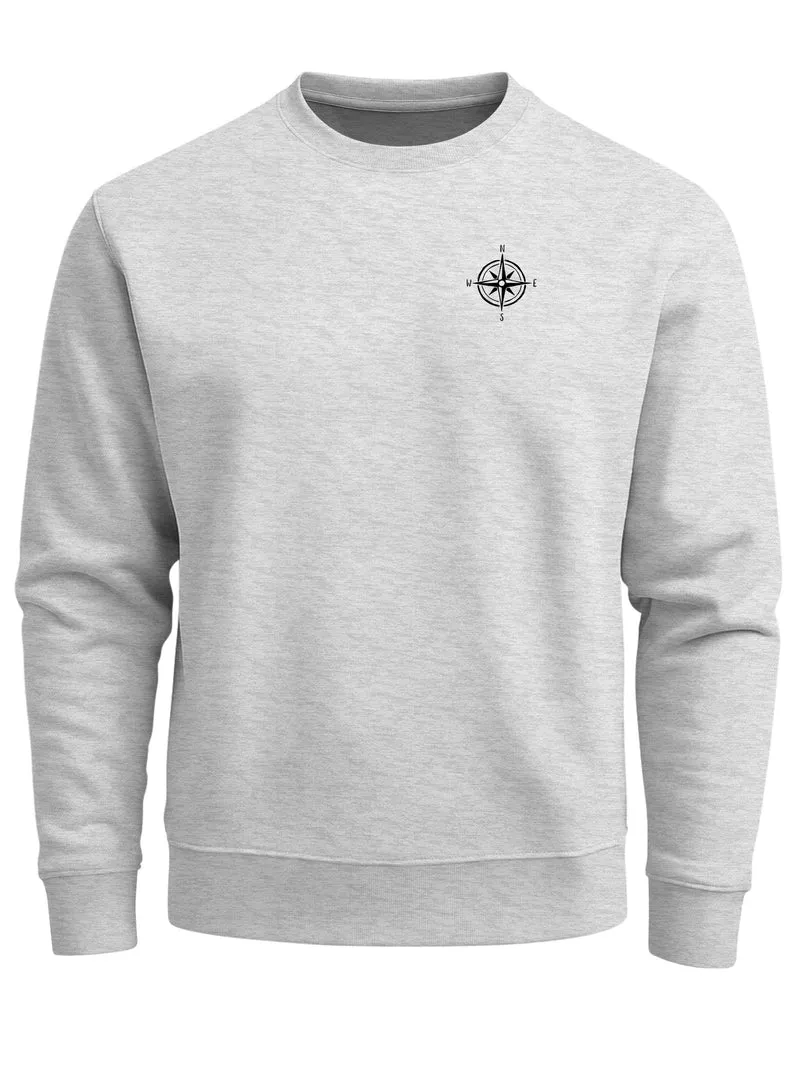 Herren Sweatshirt mit Kompass-Print Regular Fit
