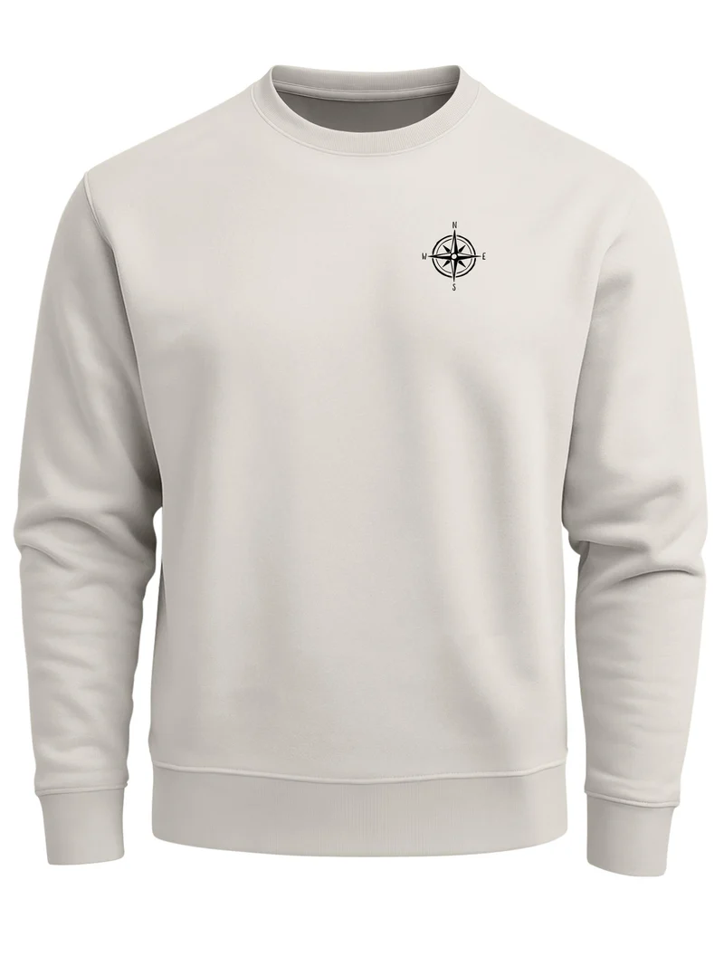 Herren Sweatshirt mit Kompass-Print Regular Fit