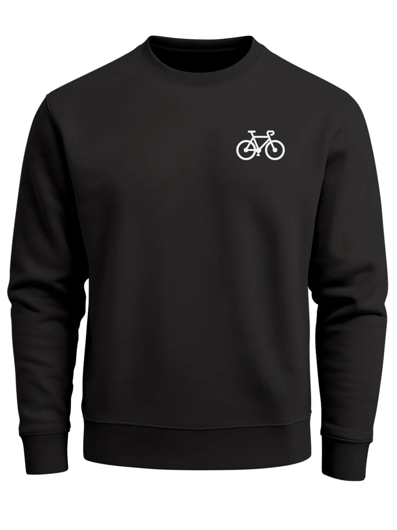 Sweatshirt Herren Fahrrad Bike Print Logo Aufdruck Radfahrer Outdoor Fashion Rundhals-Pullover