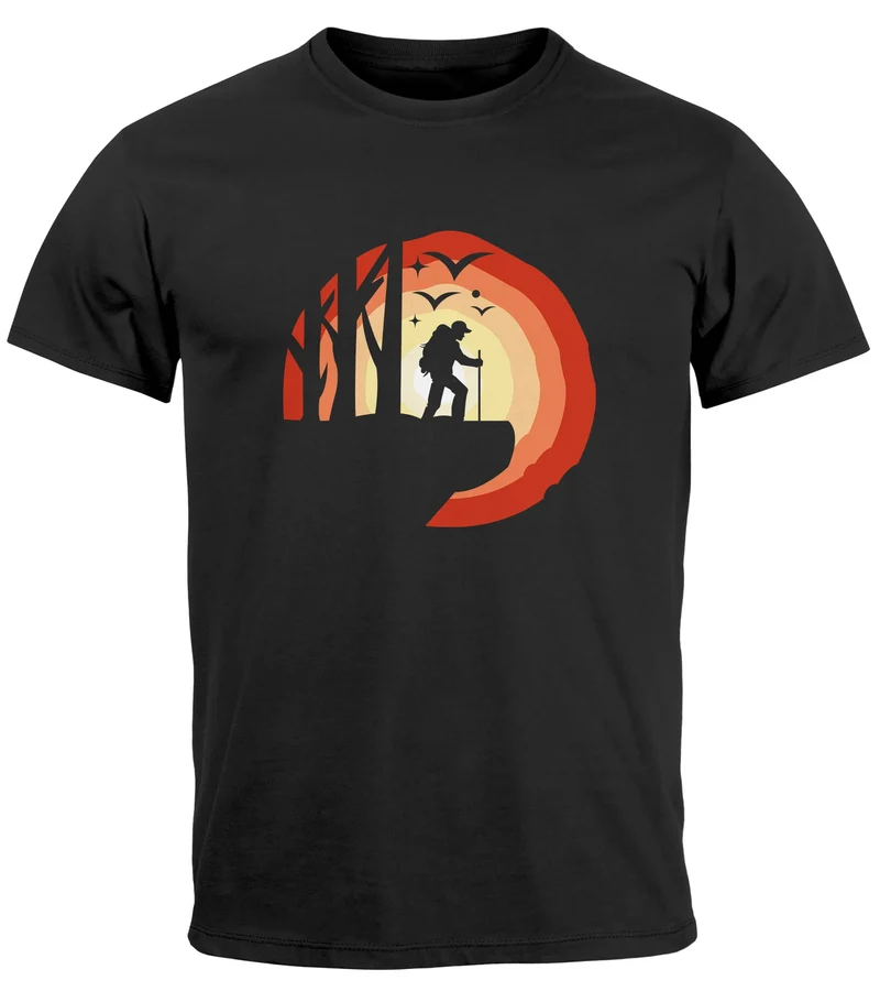 Herren T-Shirt Wander-Motiv Trekking Aufdruck Printshirt Outdoor Fashion Streetstyle