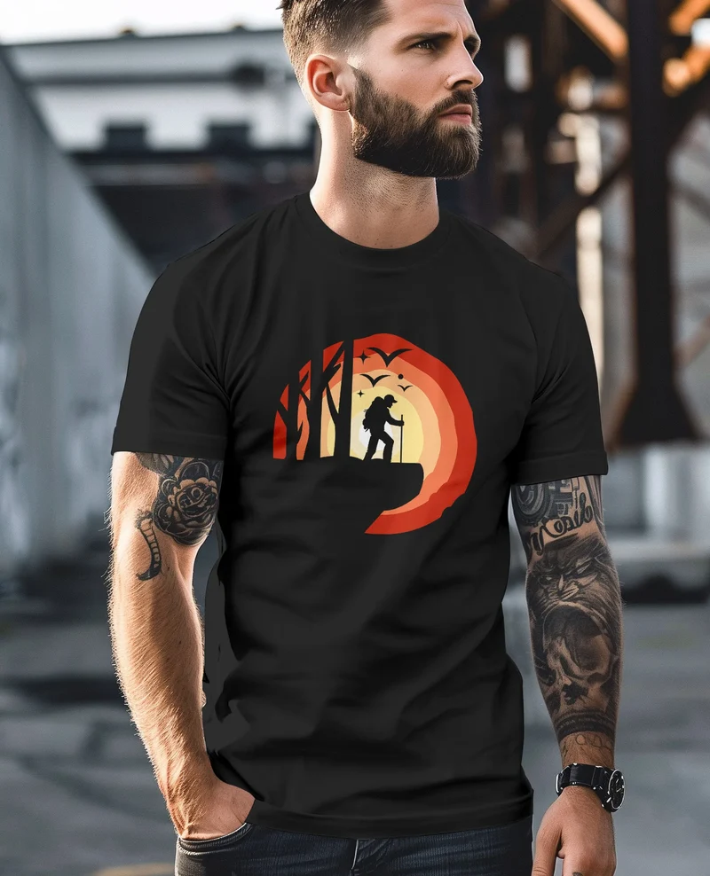Herren T-Shirt Wander-Motiv Trekking Aufdruck Printshirt Outdoor Fashion Streetstyle