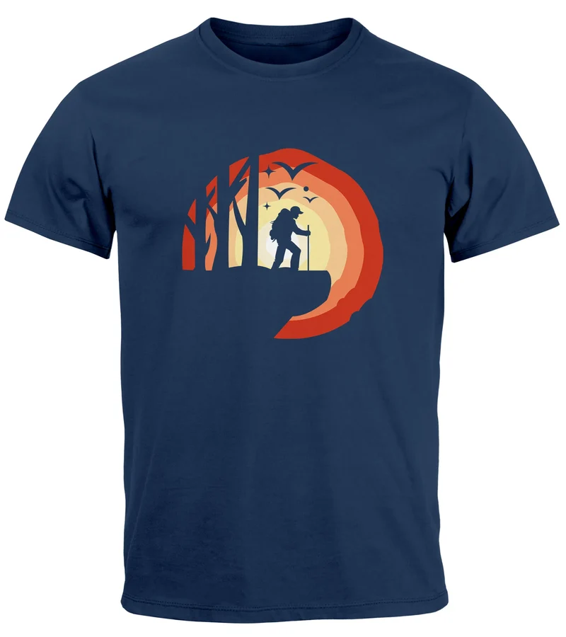 Herren T-Shirt Wander-Motiv Trekking Aufdruck Printshirt Outdoor Fashion Streetstyle