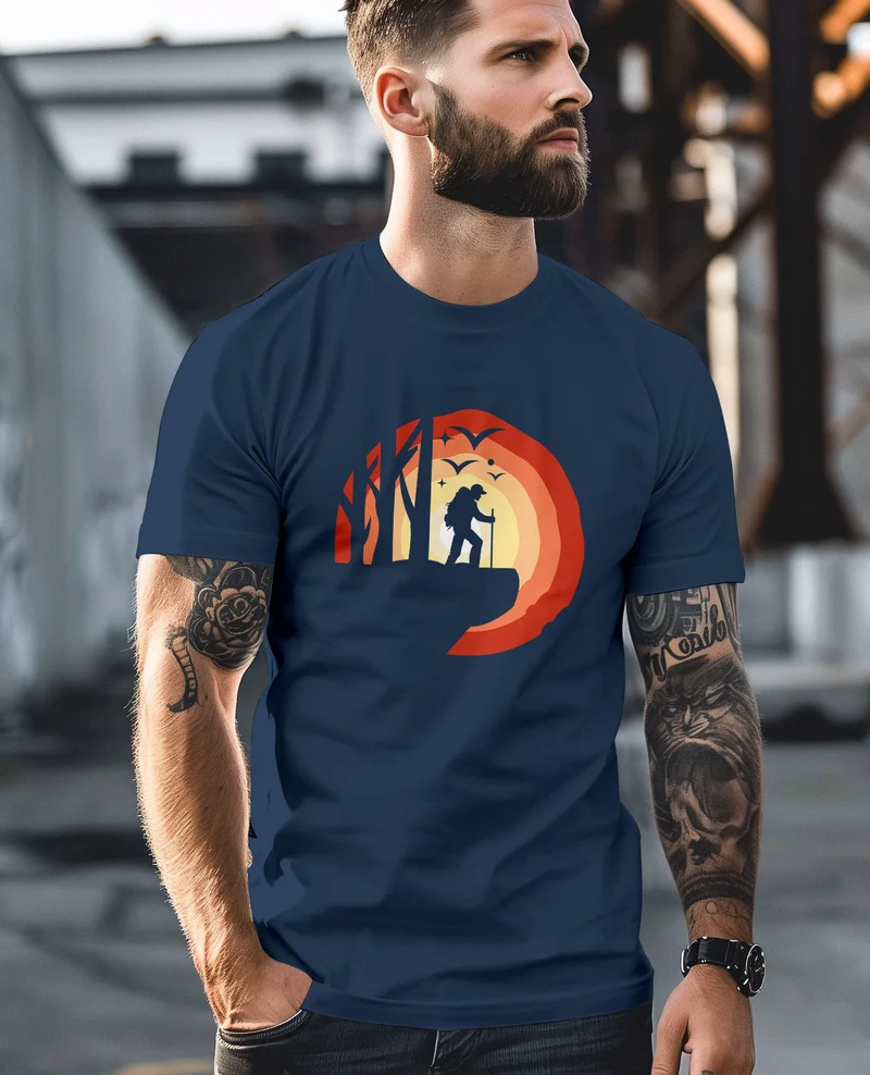 Herren T-Shirt Wander-Motiv Trekking Aufdruck Printshirt Outdoor Fashion Streetstyle