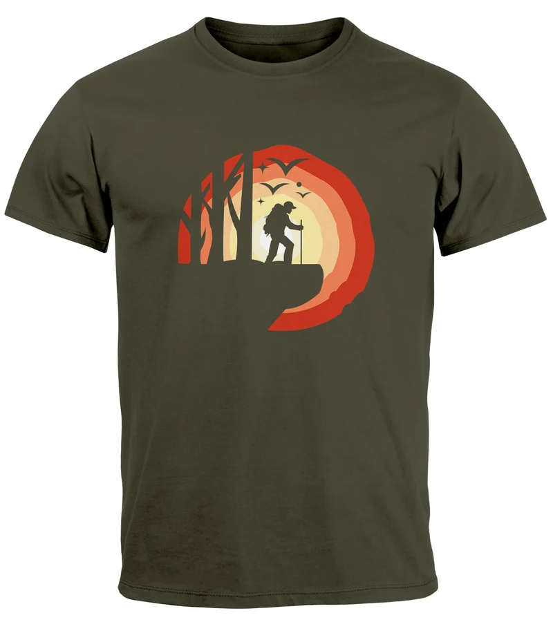 Herren T-Shirt Wander-Motiv Trekking Aufdruck Printshirt Outdoor Fashion Streetstyle