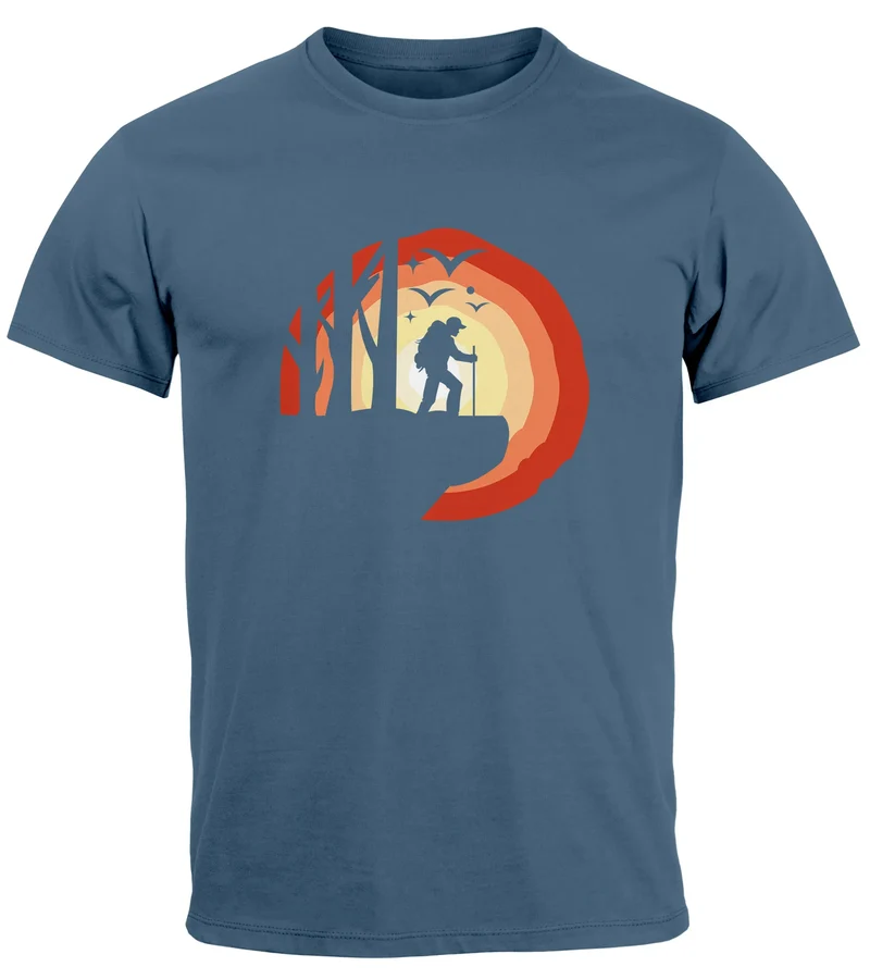 Herren T-Shirt Wander-Motiv Trekking Aufdruck Printshirt Outdoor Fashion Streetstyle