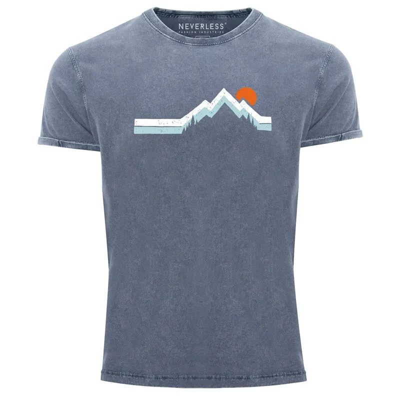 Herren Vintage-Shirt Berg Wandern Natur Outdoor Printshirt T-Shirt Aufdruck Used Look