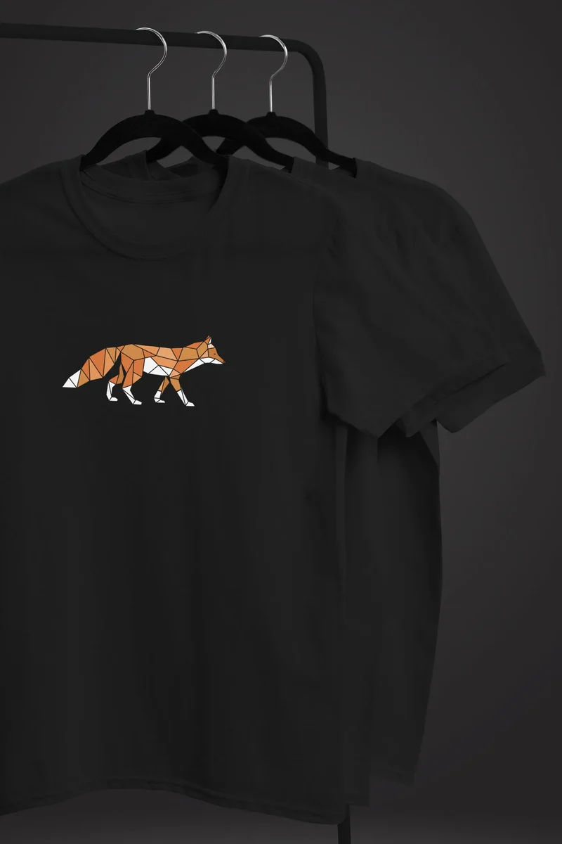 Herren T-Shirt Aufdruck Fuchs Polygon Kunstdruck Geometrie Outdoor Logo Tier Motiv Fashion Streetstyle