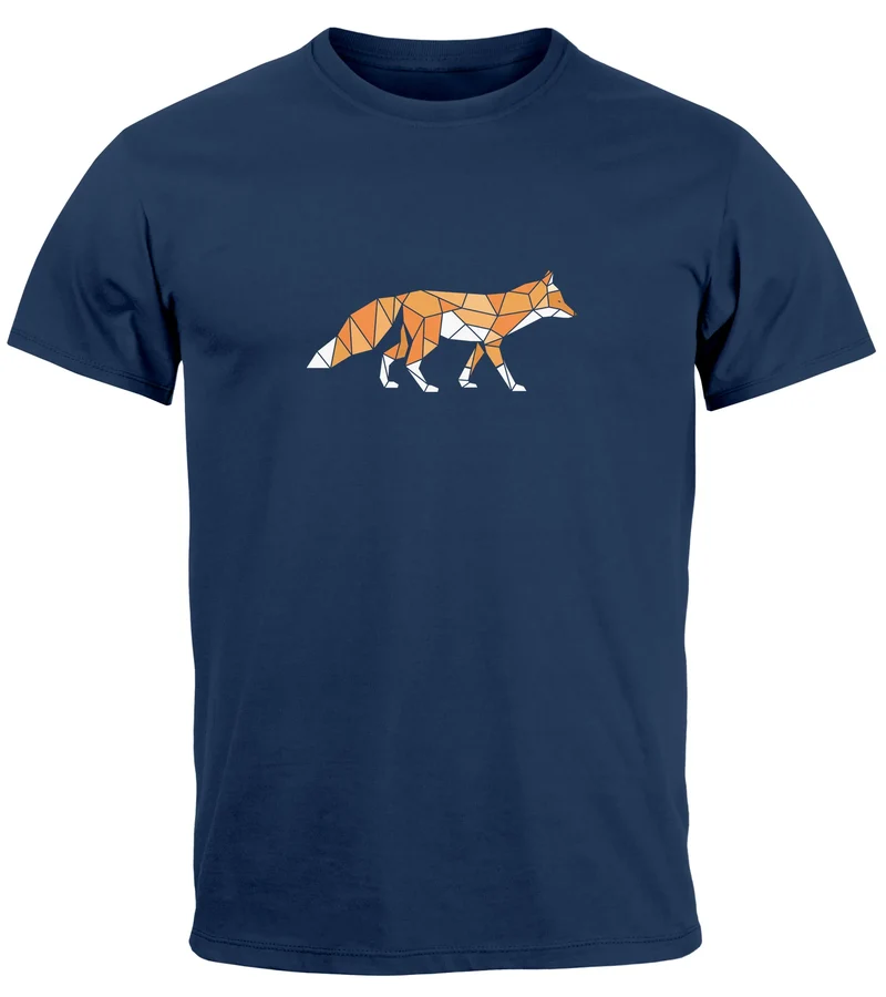Herren T-Shirt Aufdruck Fuchs Polygon Kunstdruck Geometrie Outdoor Logo Tier Motiv Fashion Streetstyle