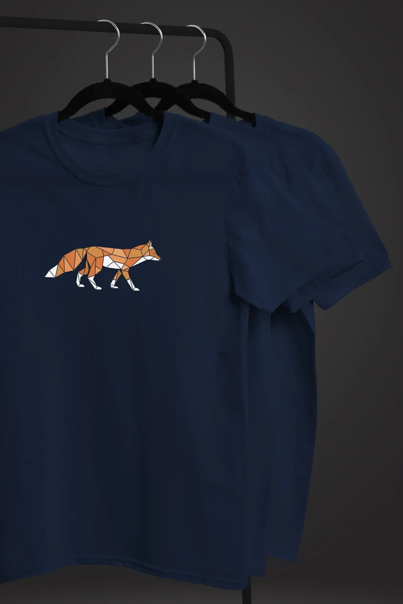 Herren T-Shirt Aufdruck Fuchs Polygon Kunstdruck Geometrie Outdoor Logo Tier Motiv Fashion Streetstyle