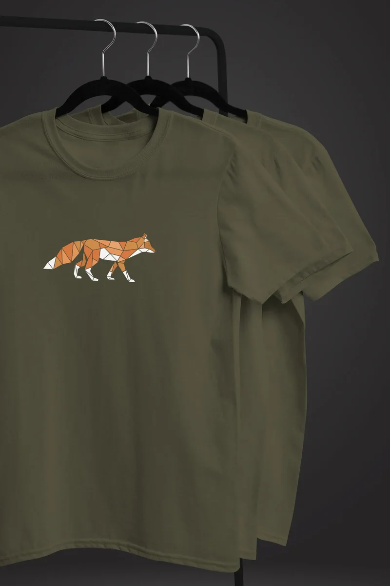 Herren T-Shirt Aufdruck Fuchs Polygon Kunstdruck Geometrie Outdoor Logo Tier Motiv Fashion Streetstyle