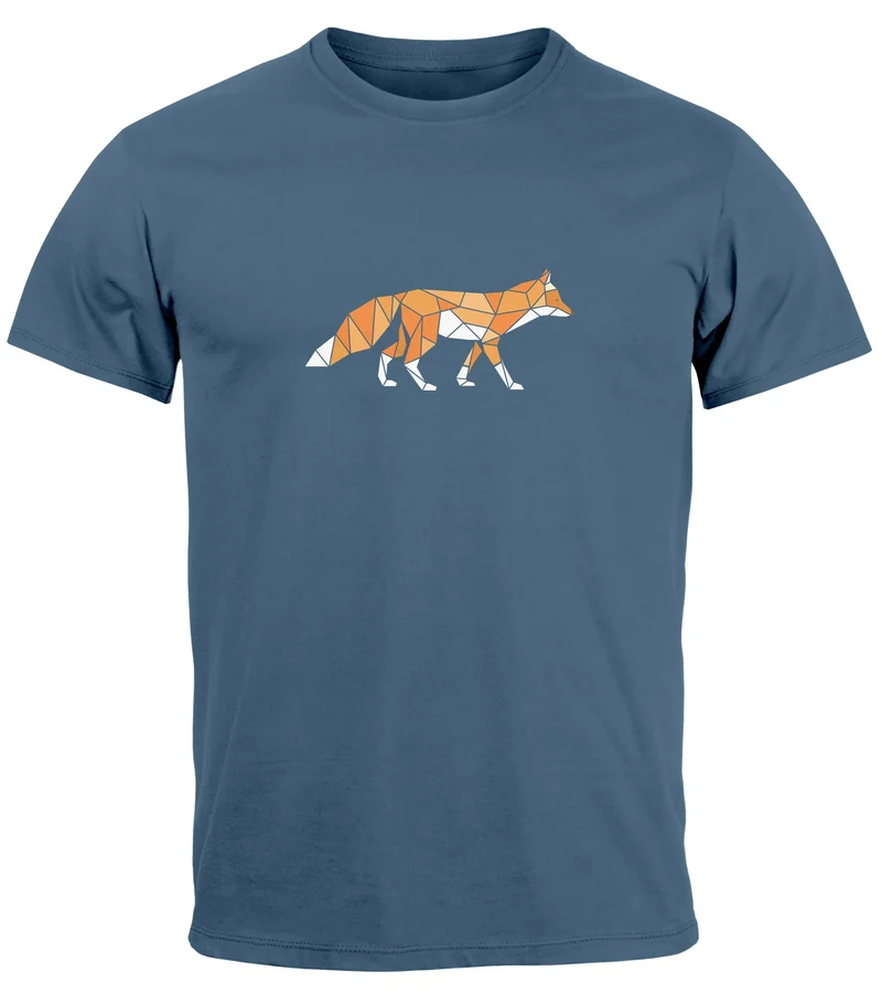 Herren T-Shirt Aufdruck Fuchs Polygon Kunstdruck Geometrie Outdoor Logo Tier Motiv Fashion Streetstyle
