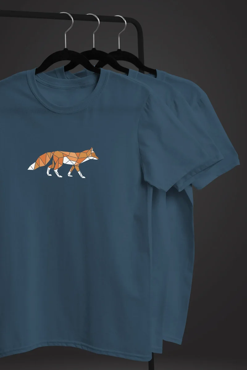 Herren T-Shirt Aufdruck Fuchs Polygon Kunstdruck Geometrie Outdoor Logo Tier Motiv Fashion Streetstyle